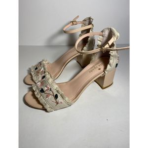 Kate Spade New York Floral Pale Pink Embroidered Block Heel Size 6.5 Shoes